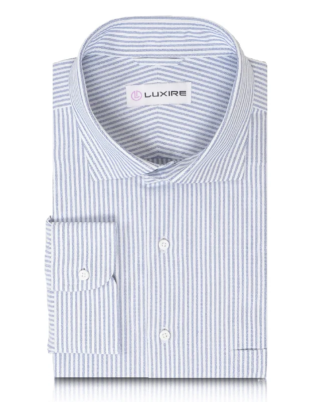 Men's formal slim-collar shirts-Cornflower Dress Stripes Oxford Shirt