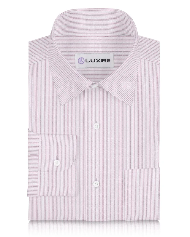 Men's vintage paisley shirts-Cotton Linen: Light Pink Stripes On White