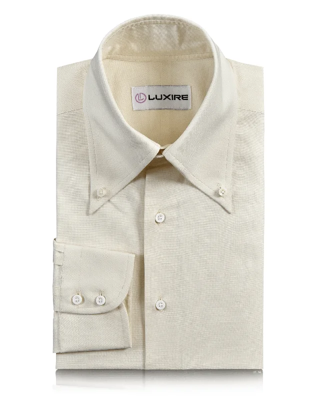 Men's soft sateen shirts-Cream Ecru Plain Oxford Shirt