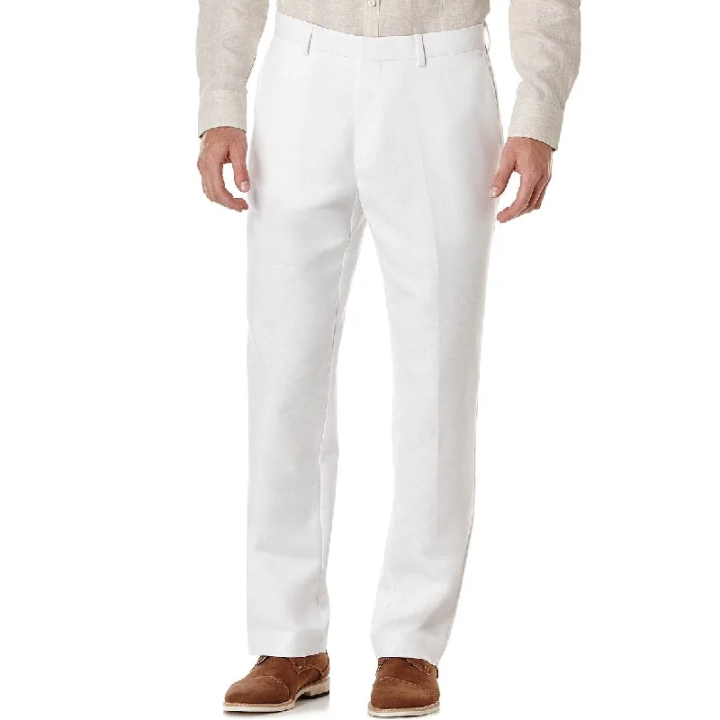 Men's easy casual travel pants-Cubavera Men's Flat Front Easy Care Linen Pants White Size 50x30