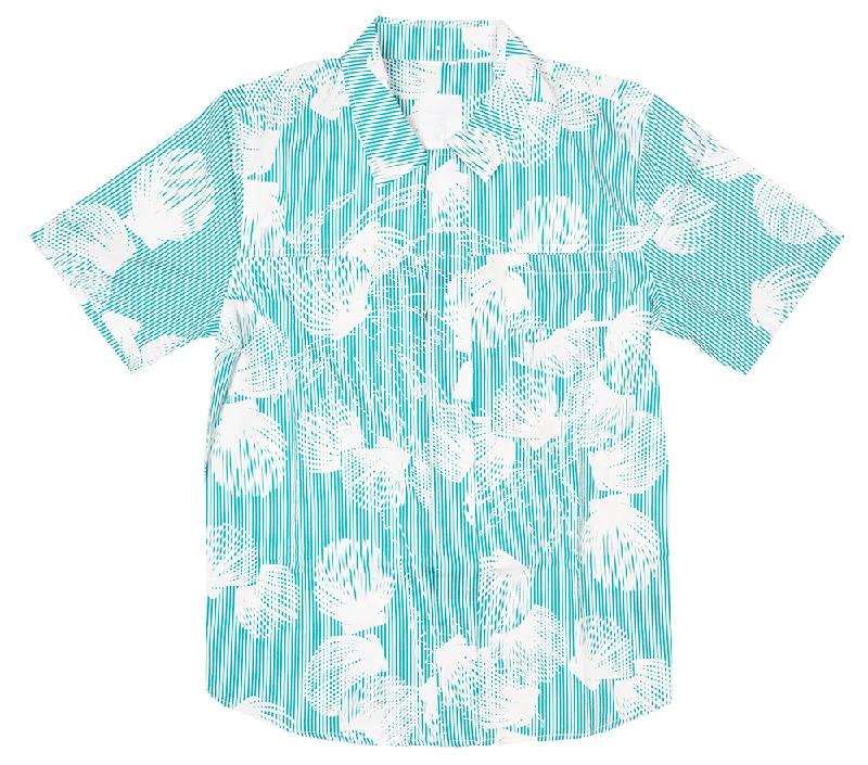 Men's sleek active shirts-DREAMLAND BUTTON DOWN S/S SHIRT AQUA - D2305W0807