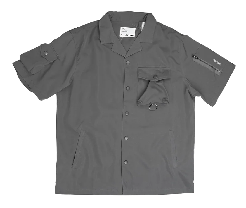 Men's rugged outback shirts-EPTM S/S BUTTON DOWN CARGO SHIRT GREY - SNPBC