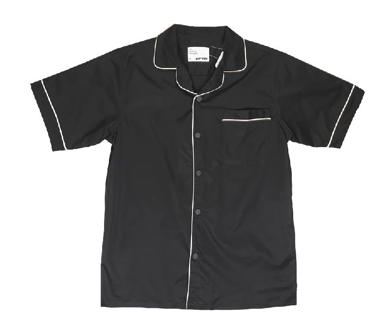 Men's soft madras shirts-EPTM S/S BUTTON DOWN SHIRT BLACK - DOWNTOWN