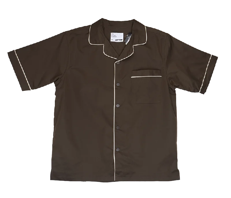 Men's classic side-pocket shirts-EPTM S/S BUTTON DOWN SHIRT BROWN - DOWNTOWN