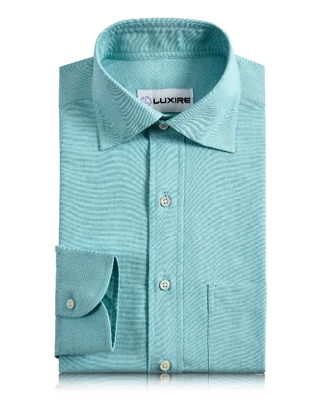 Men's trendy fringed shirts-EZS Mint Green Pinpoint Oxford Shirt