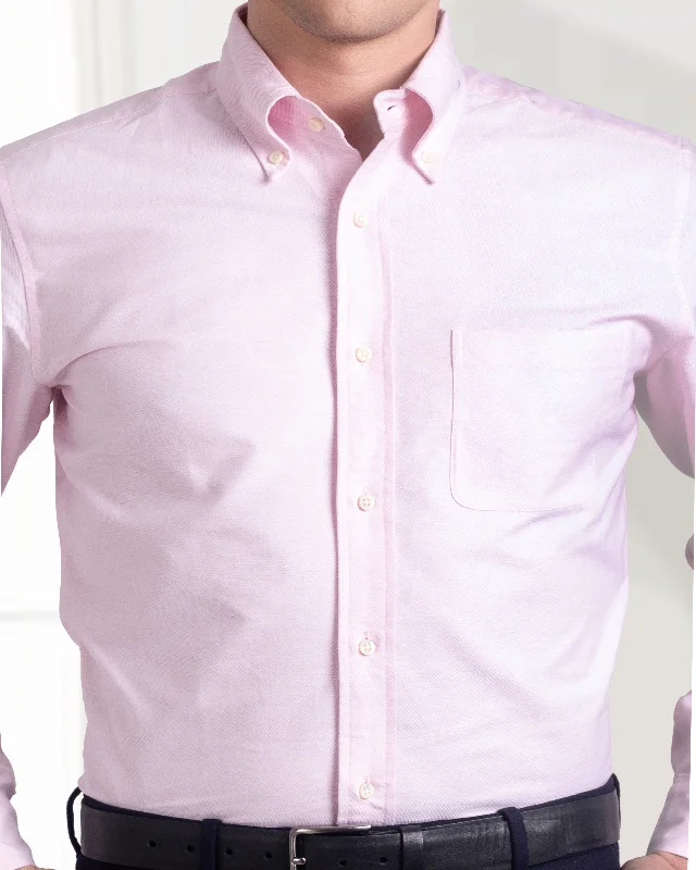 Men's casual thermal shirts-EZS Pale Pink Oxford Shirt