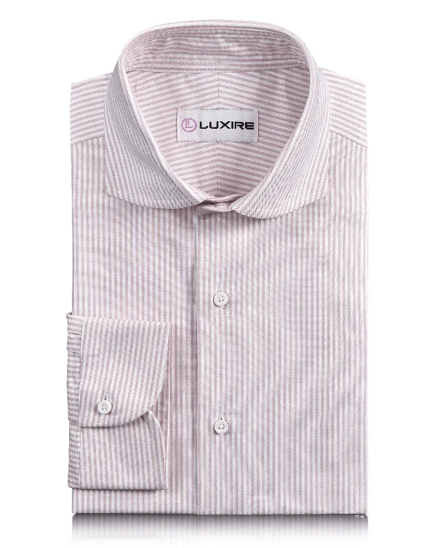 Men's classic double-pocket shirts-EZS Pink University Stripes Oxford