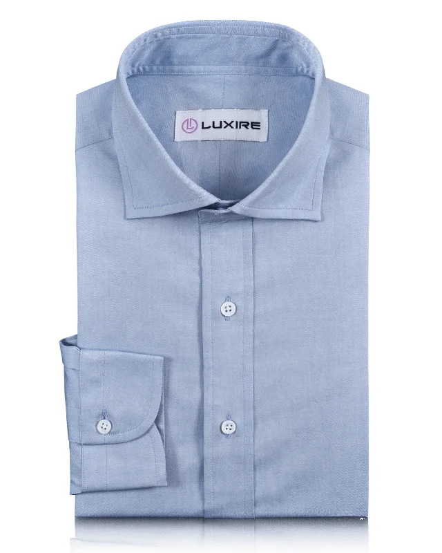 Men's casual slub shirts-EZS Sky Blue Pinpoint Oxford Shirt