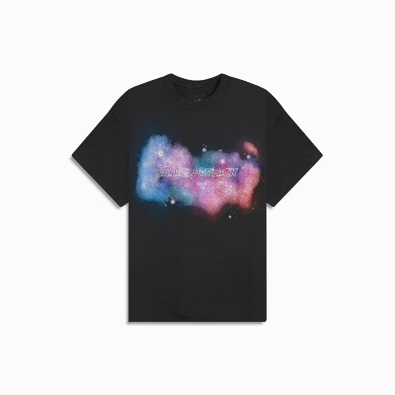 Men’s short-sleeve clad shirts-galaxy rhinestone tee / washed black