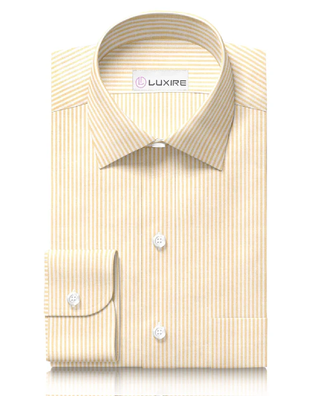 Men's relaxed lawn shirts-Linen: Yellow Candy Stripes