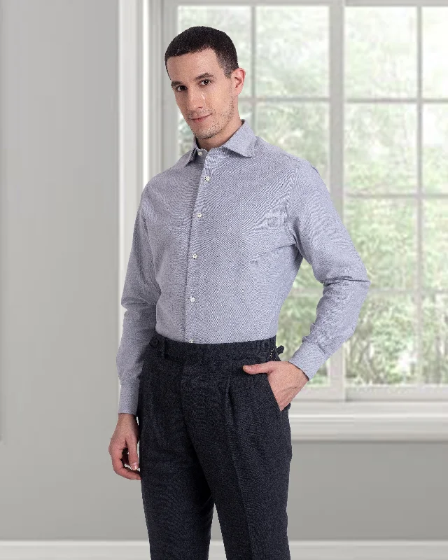 Men's relaxed sateen shirts-Grey Brushed Oxford Shirt