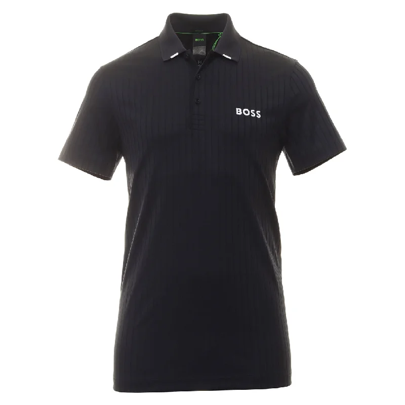 Men’s short-sleeve quid tees-Hugo Boss Men's Paddytech Black Stretch Poly Short Sleeve Polo T-Shirt