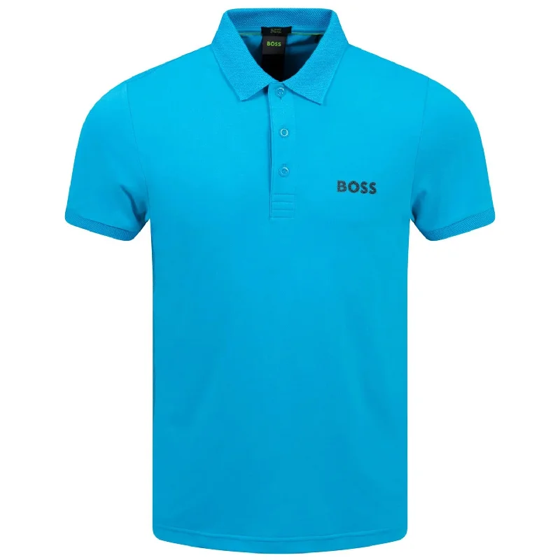 Men’s short-sleeve varsity shirts-Hugo Boss Men's Paule Cotton Slim Fit Polo Shirt, Turquoise