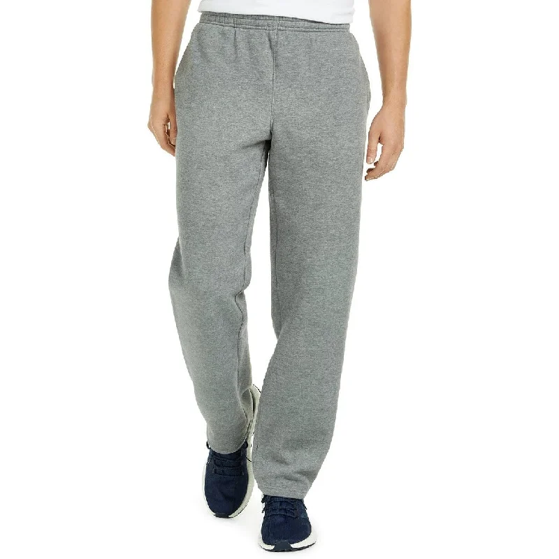 Men's sleek casual athletic pants-ID Ideology Men's Open Hem Fleece Sweatpants Grey Size Large