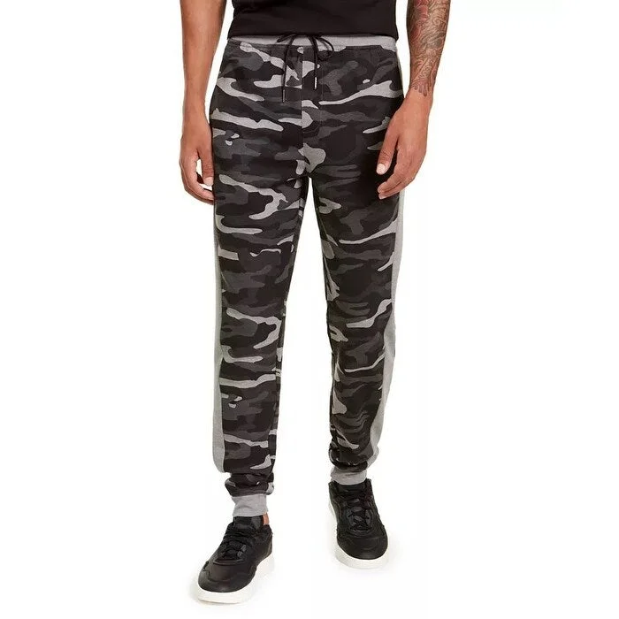 Men's safe UV-protective pants-Ideology Men's Colorblocked Camo Joggers Black Size XXX Large - XXX-Large