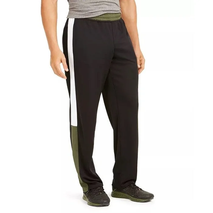 Men's airy relaxed khaki pants-Ideology Men's Colorblocked Track Pants Dark Green Size Small