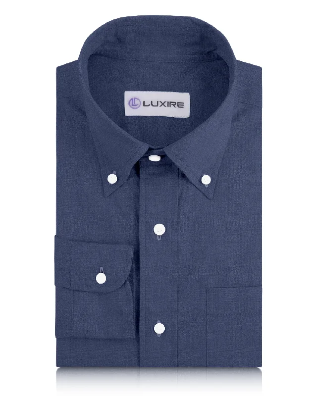 Men's elegant tailored shirts-Indigo Linen Denim