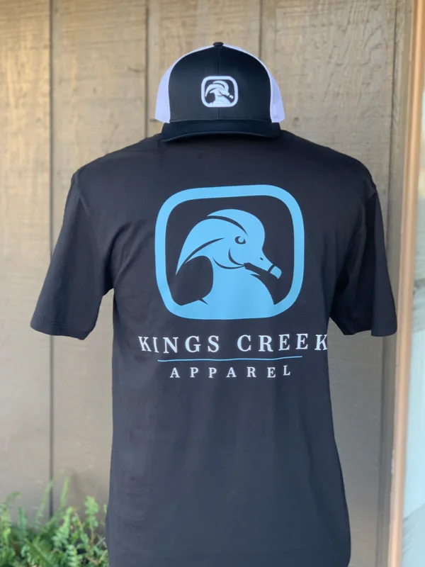 Men’s short-sleeve volt tees-Black/Blue Kings Creek Apparel Logo Tee