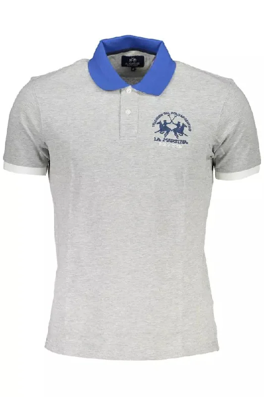 Men’s short-sleeve jade shirts-La Martina Elegant  Cotton Polo With Contrasting Men's Details