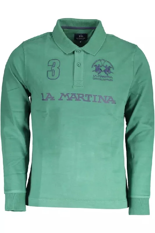 Men’s short-sleeve fawn tops-La Martina Elegant Long Sleeve  Men's Polo