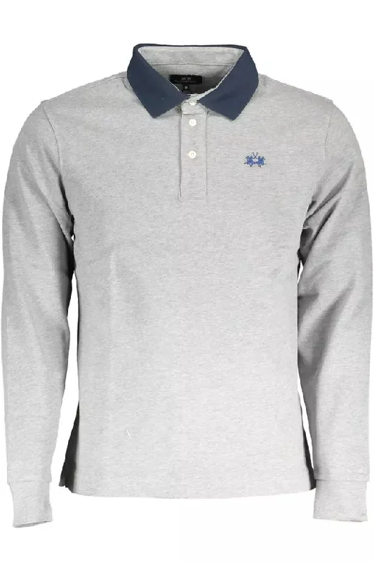 Men’s short-sleeve toff tops-La Martina Elegant Long-Sleeved Polo with Contrasting Men's Details