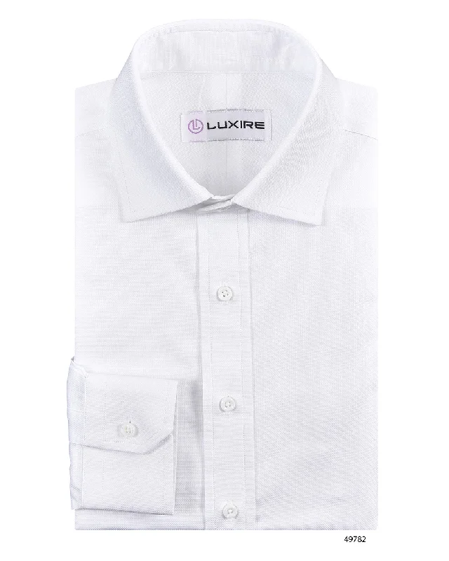 Men's relaxed herringbone shirts-White Royal Oxford