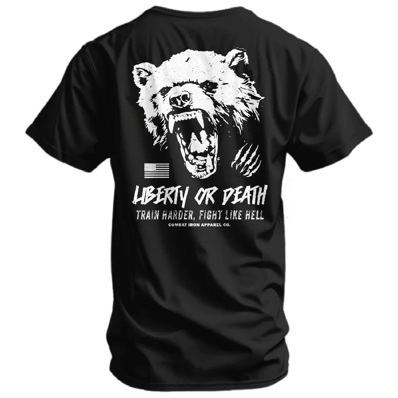 Men’s short-sleeve idly shirts-Liberty Or Death Fight Like Hell Men's T-Shirt