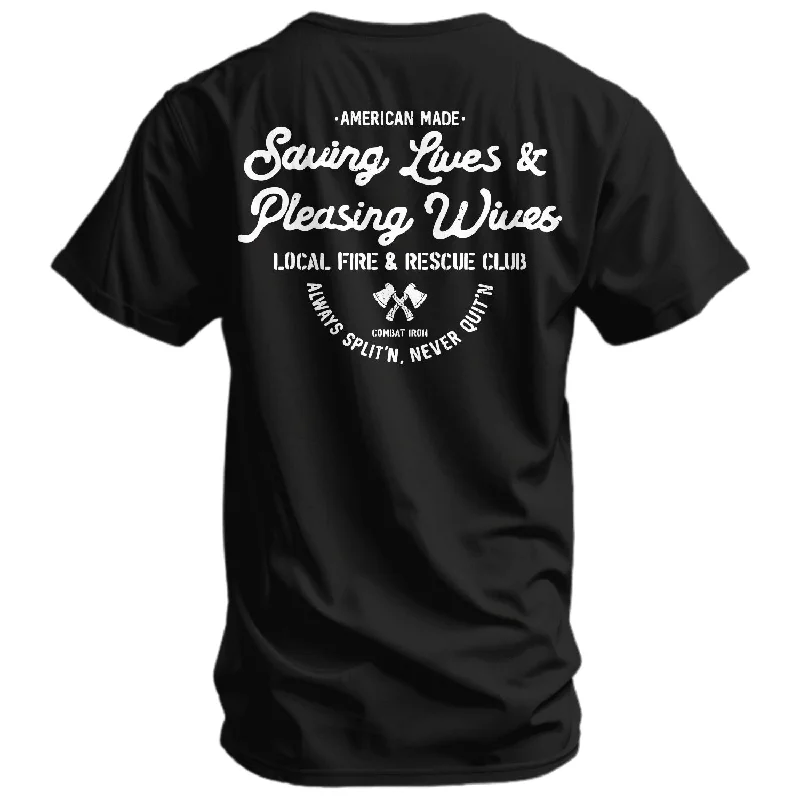 Men’s short-sleeve dune tops-Saving Lives & Pleasing Wives Fire & Rescue Club Men's T-Shirt