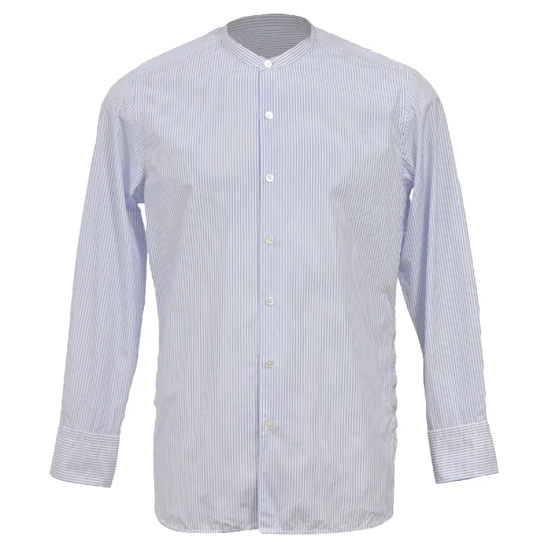 Men's bold tribal shirts-Louis Vuitton Pinstripe Print Long Sleeve Shirt in Light Blue Cotton