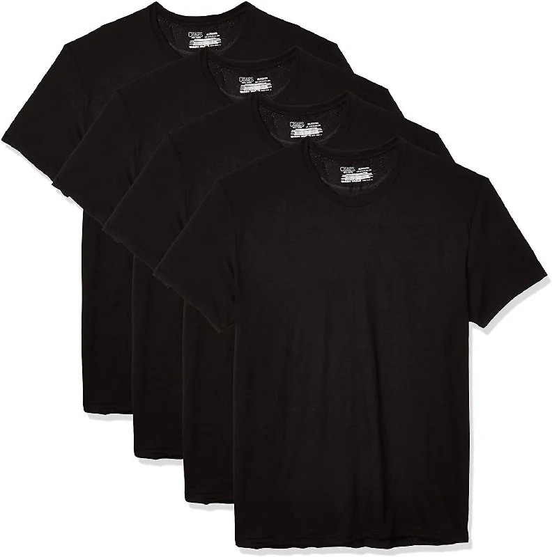 Men’s short-sleeve earthy tees-Men's 4-Pack Underwear Crew Neck Shirt In Polo Black