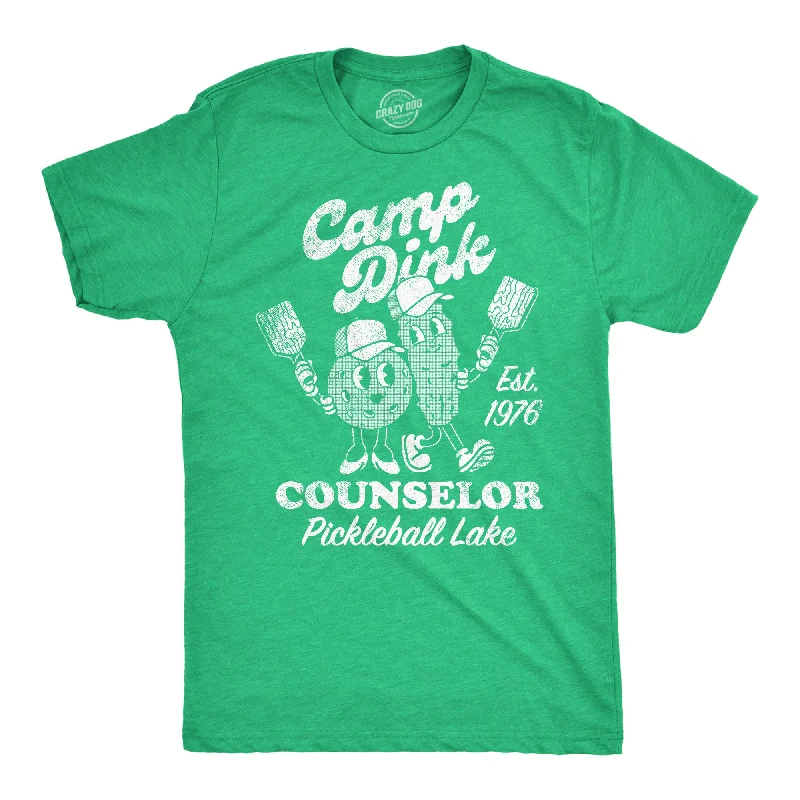 Men’s short-sleeve quiet luxury shirts-Mens Camp Dink Counselor Pickleball Lake T Shirt Funny Pickle Ball Lovers Joke Tee For Guys