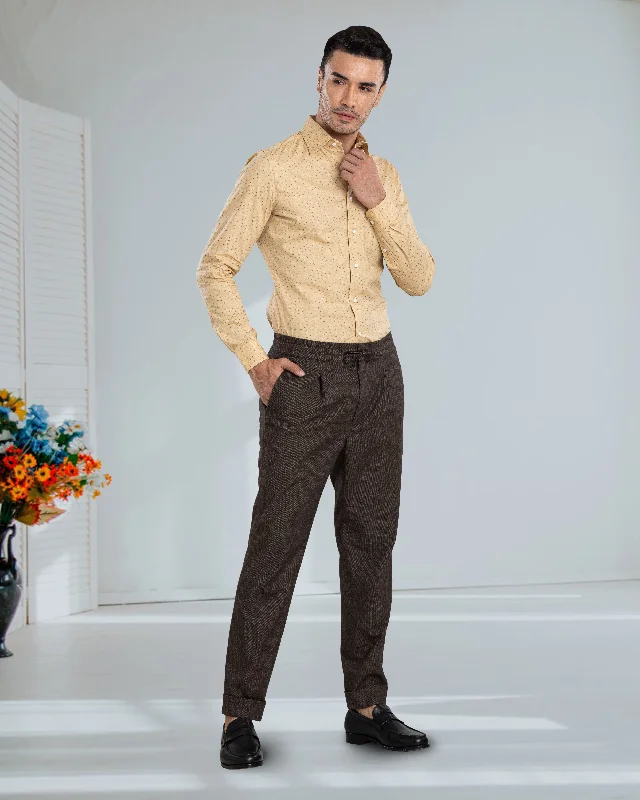 Men's bold lattice shirts-Mini Florals On Beige Shirt