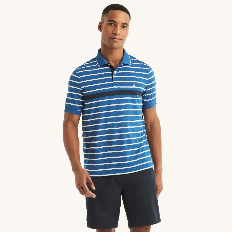 Men’s short-sleeve glum shirts-Nautica Mens Navtech Sustainably Crafted Striped Classic Fit Polo