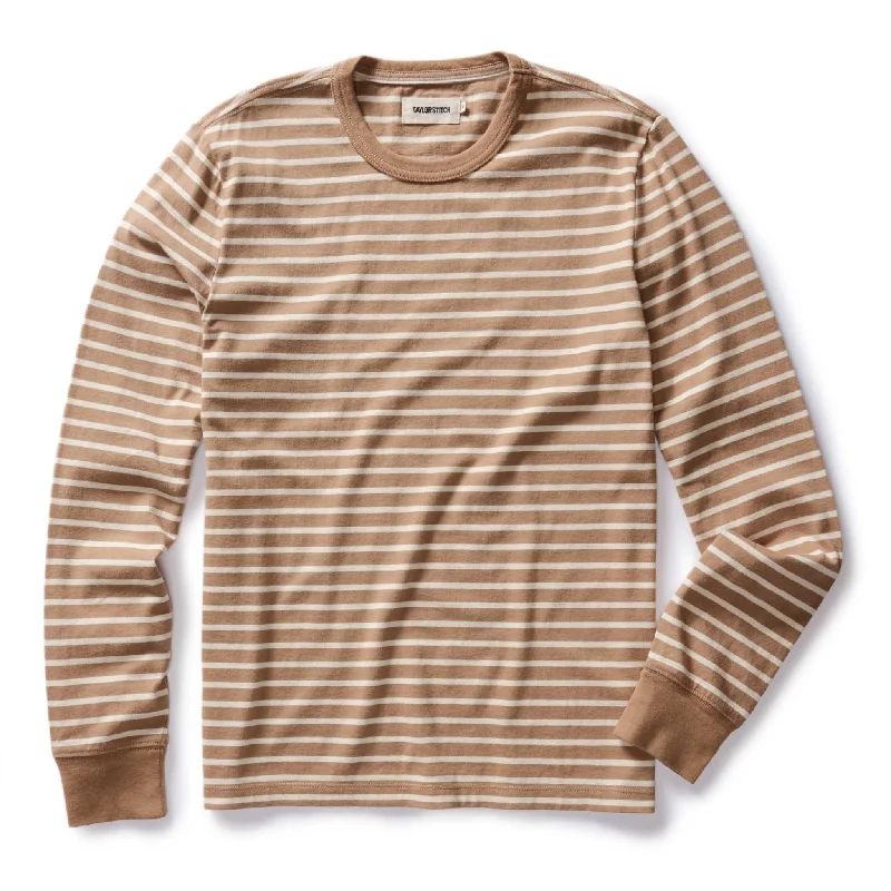 Men’s short-sleeve yowl tees-The Organic Cotton Long Sleeve Tee in Churro Stripe