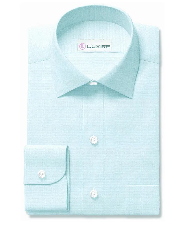 Men's trendy sheer shirts-Pale Blue Classic Oxford