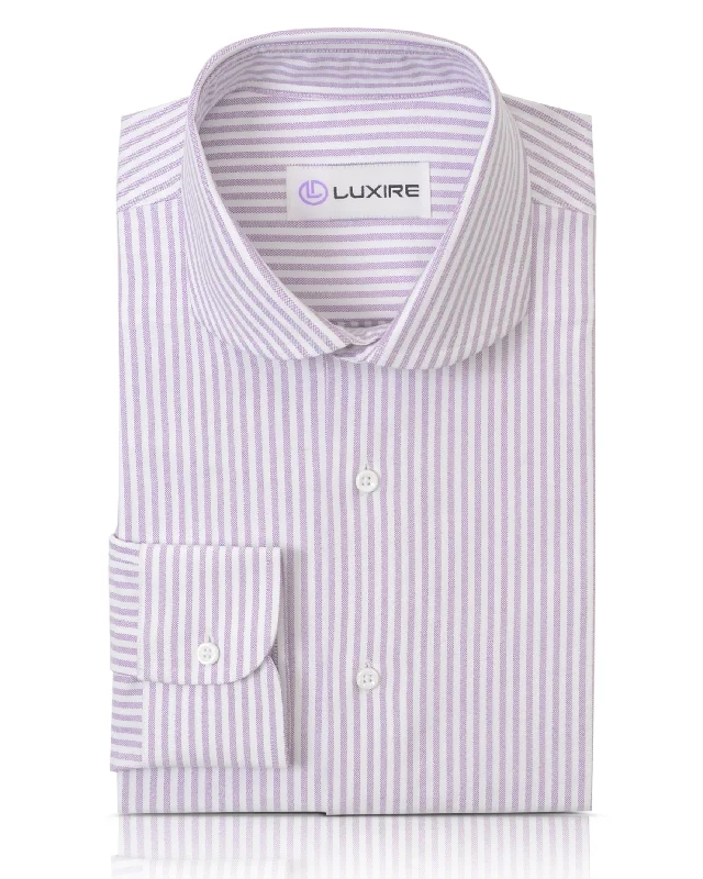 Men's casual yarn-dye shirts-Pale Mauve Stripes Oxford