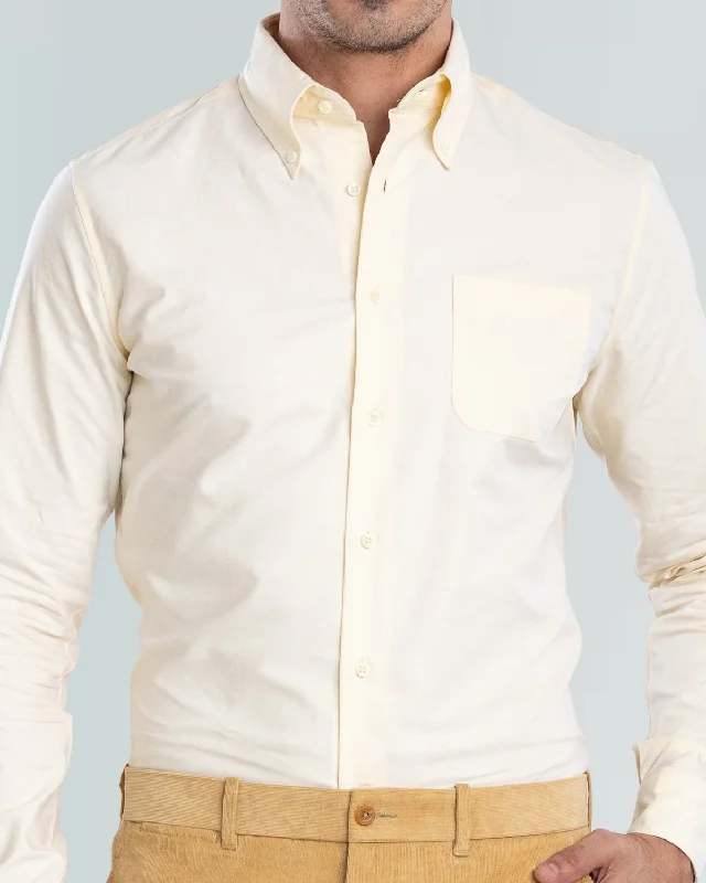 Men's formal club-collar shirts-Pale Yellow Oxford Shirt