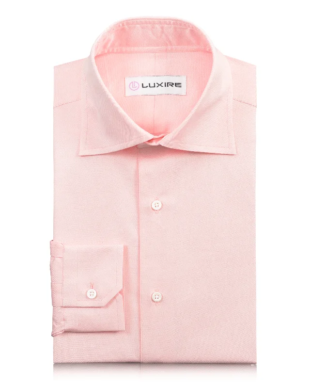 Men's elegant stitched shirts-Peach Pinpoint Oxford