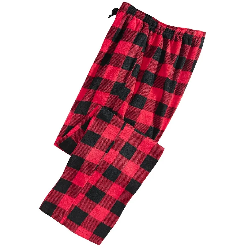 Men's retro stonewash pants-Perry Ellis Men's Buffalo Plaid Fleece Pajama Pants Red Size Large - L