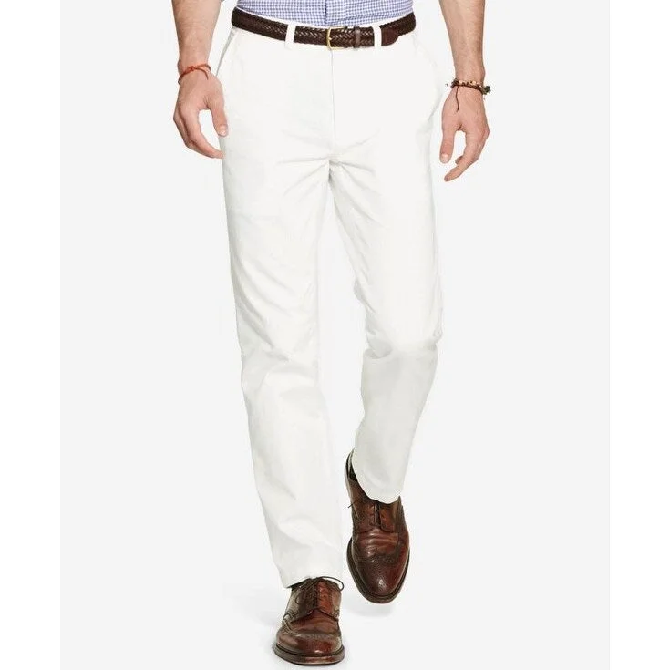 Men's muted olive pants-Polo Ralph Lauren Men's Classic-Fit Flat-Front Chino Pants White Size 32"W x 30"L - 32x30