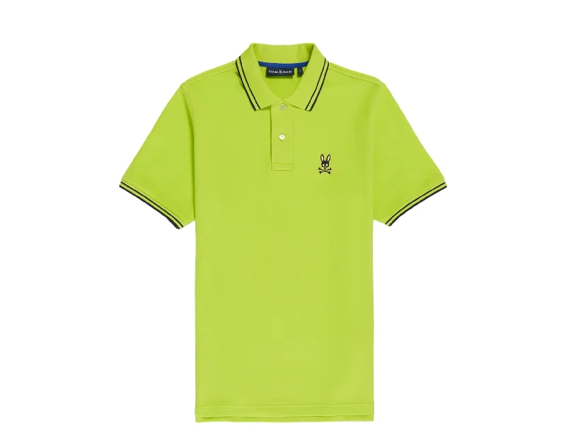 Men’s short-sleeve nook tops-Psycho Bunny Men's Posen Matte Pique Polo Acid Lime B6K327Z1PC-ACL