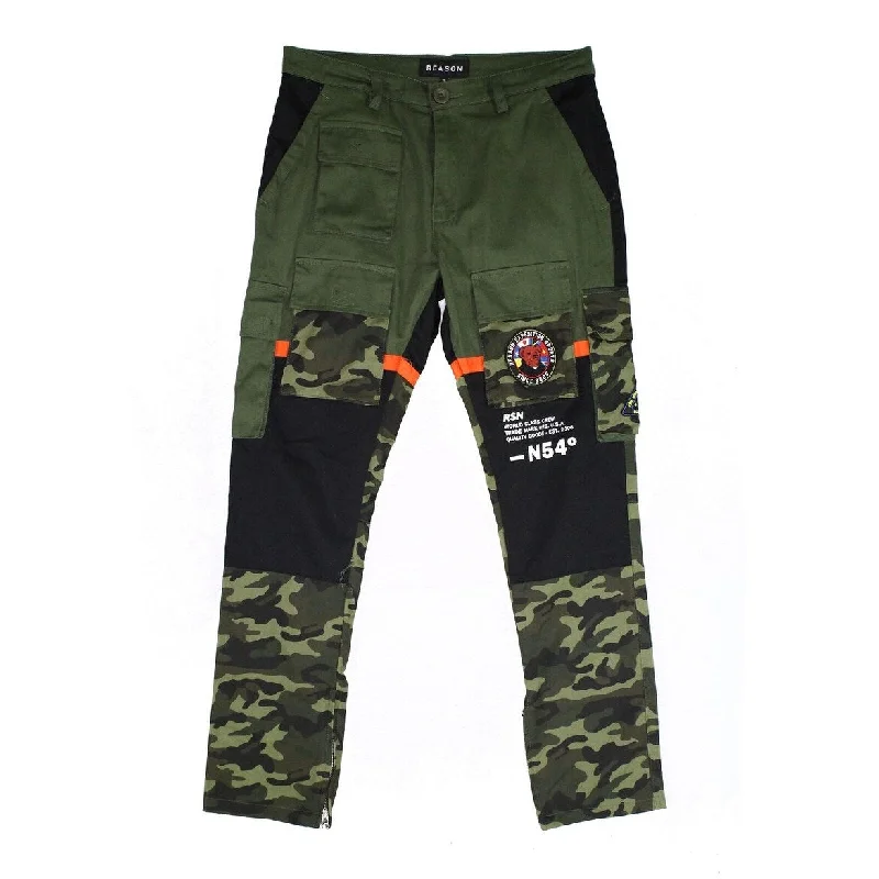 Men's chic cropped pants-Reason Men's Cargo Expedition Camo Slim Fit Green Size 3 Extra Large - 3XL