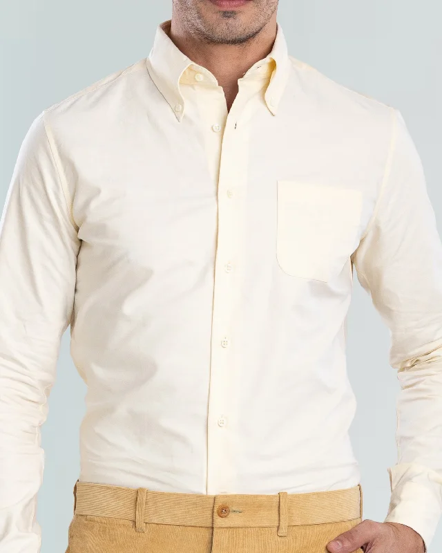 Men's sleek training shirts-EZS Pale Yellow Oxford Shirt