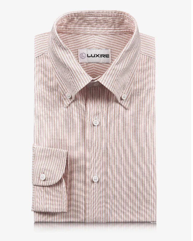 Men's luxury ribbed shirts-Pale Orange University Stripes Oxford