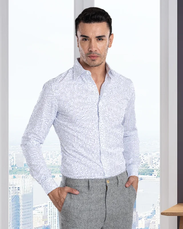 Men's luxury tonal shirts-Blue White Printed Shirt