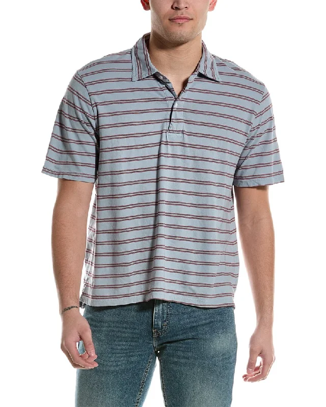 Men’s short-sleeve rugged fit shirts-Save Khaki United Stripe Polo Shirt