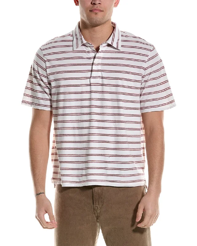 Men’s short-sleeve relaxed polos-Save Khaki United Stripe Polo Shirt