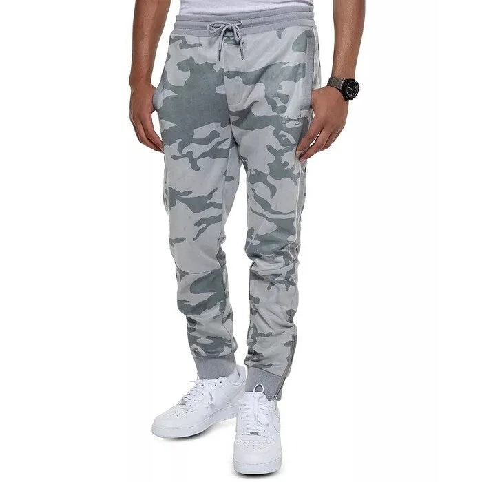 Men's rustic carpenter pants-Sean John Men's Camo Faux Suede Track Pants Gray Size XXX-Large