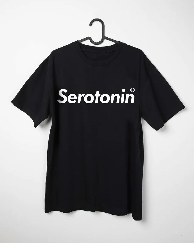 Men’s short-sleeve burr tops-Serotonin Black® T-Shirt