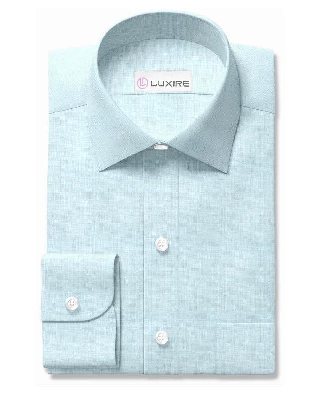 Men's durable cargo shirts-Linen Cotton : Ice Blue